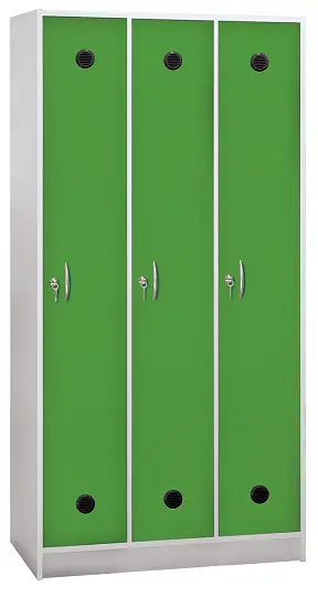 SSL - 180 - 90 šatní skříň dřevěná, 3-dveřová, háček, 1800 x 900 x 500, sokl, korpus bílá/dveře jarní zeleň